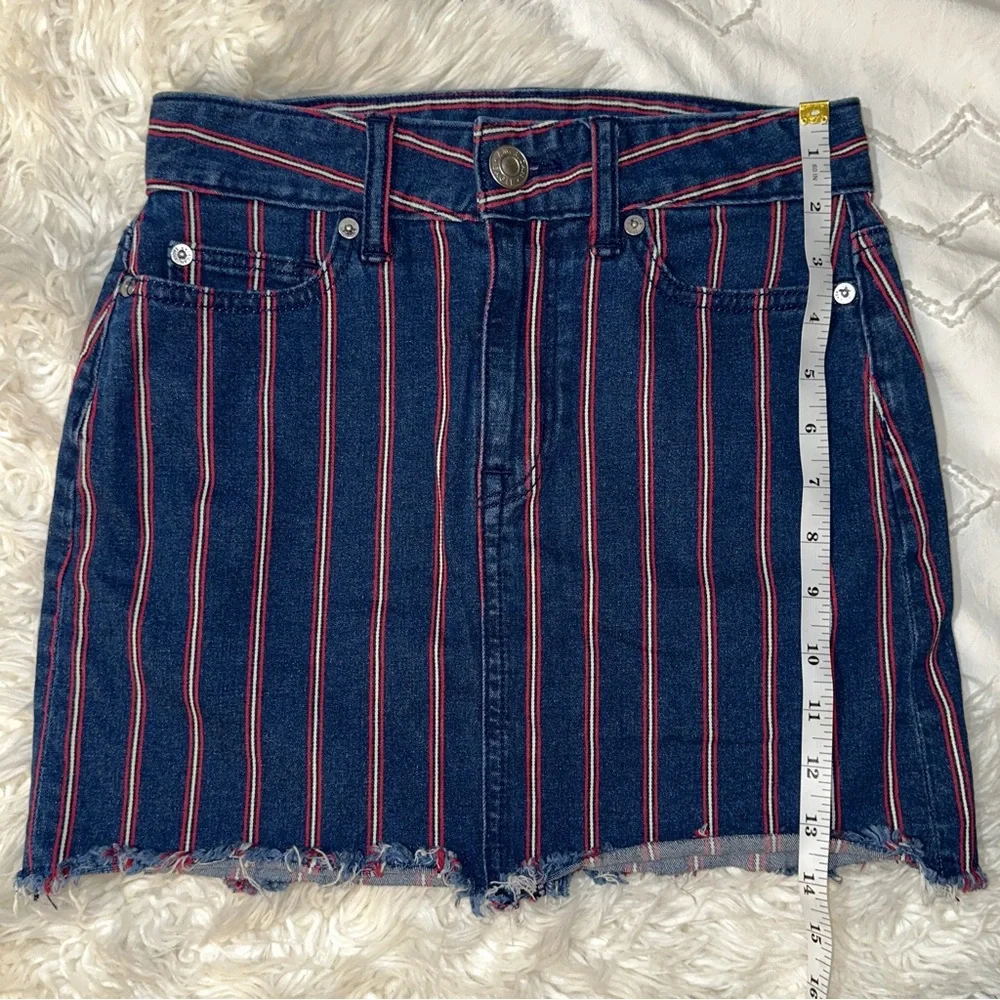 American Eagle | Super Stretch High Rise Striped Denim Mini Skirt